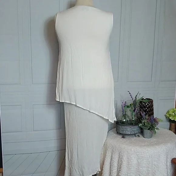WHITE & Grey Art to Wear Summer Column Dress Size Large - Cheryl Lynn - Picture 4 of 8
